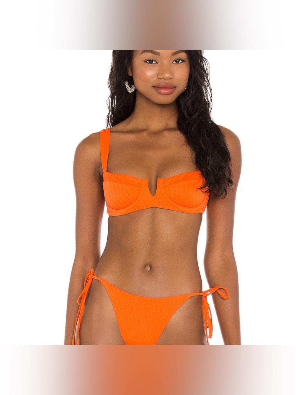 NWT REVOLVE X Monday Swimwear Clovelly Bikini Top in Persimmon Orange, size XXL